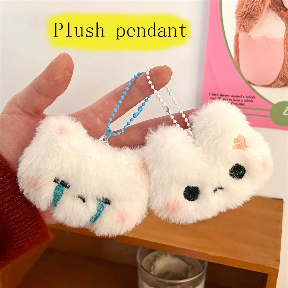 Cute Plush Bunny Teddy Bear Pendant Student Backpack Decoration Accessories Super Cute Keychain 