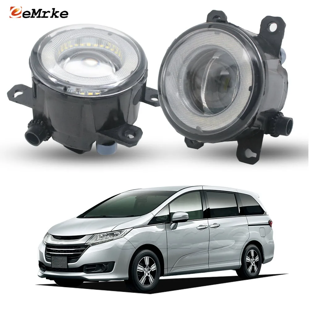 Upgrade LED Car Fog Lights for Honda Odyssey VTi 2014 2015 2016 2017 with Lens Angel Eyes External DRL PTF Daytime Running Lamp