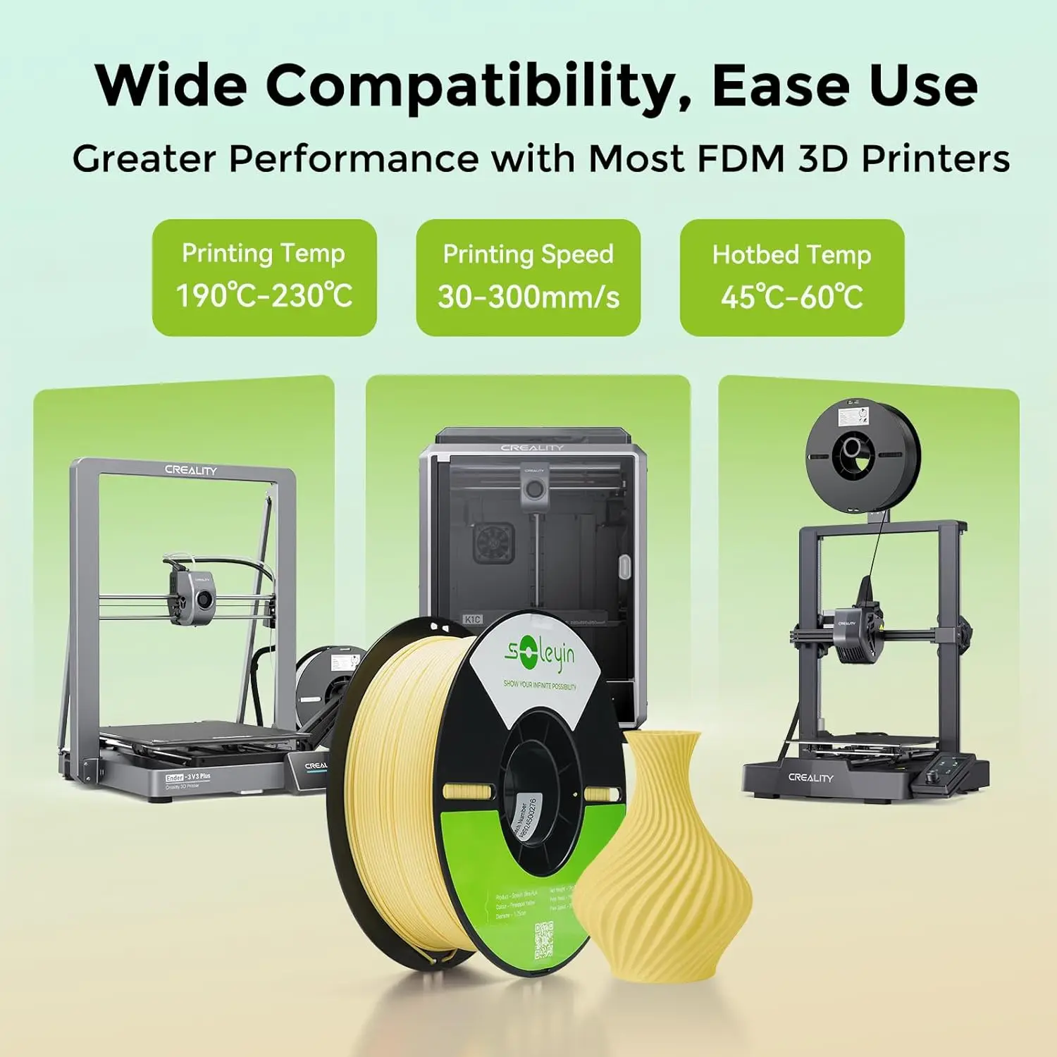 Creality Premium PLA 3D Printer Filament 1.75mm 1KG 4 Pack High-Speed Printing for Fast and Accurate Results