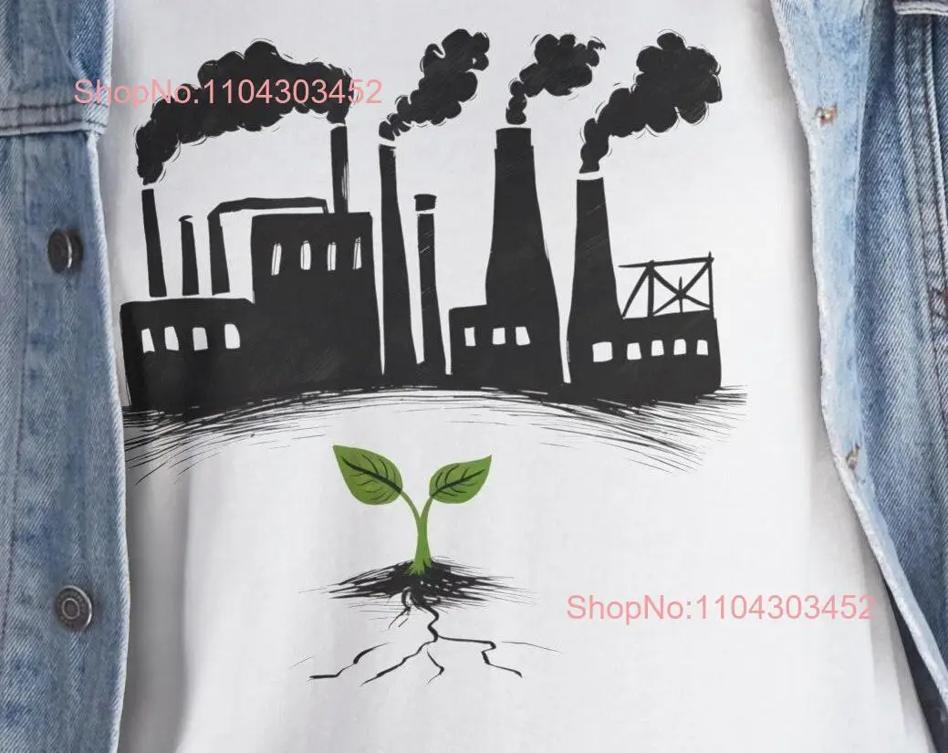 Environmental T shirt Eco Friendly Green Nature vs Industry Pollution Awareness Save the Planet long or short sleeves