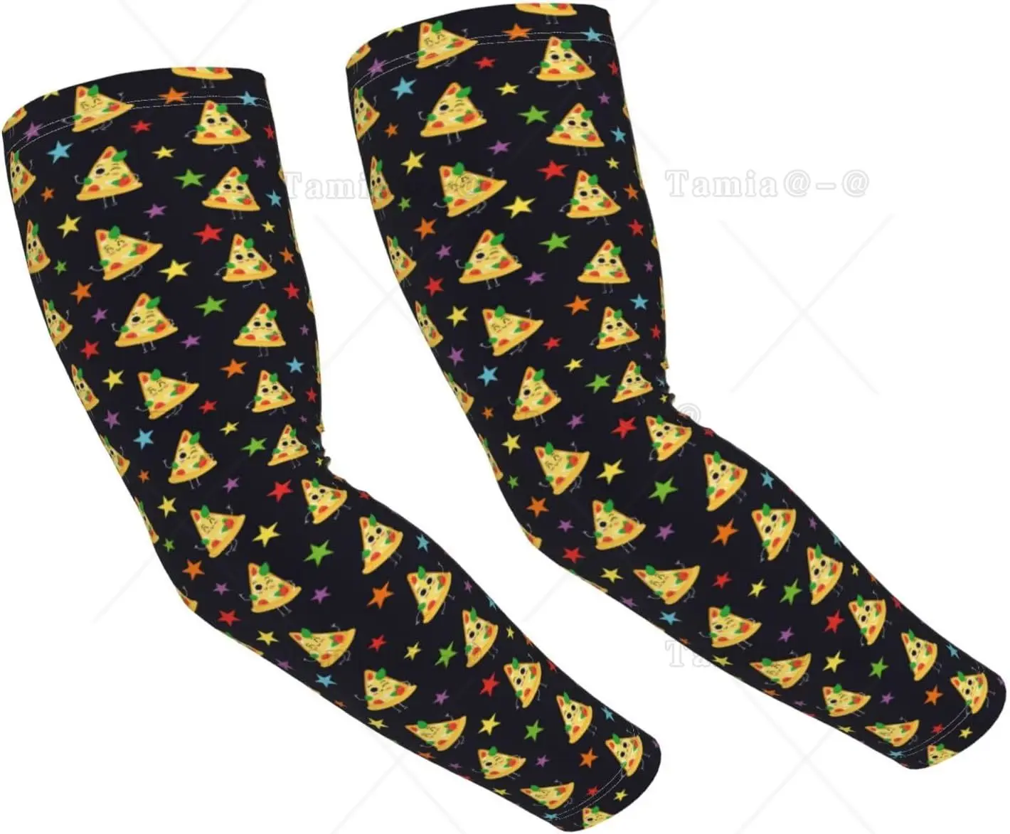 Cooling Arm Sleeves for Men Women Uv Protection Cute Pizza Starry Sky Tattoo Sleeves To Cover Arms Gardening Compression