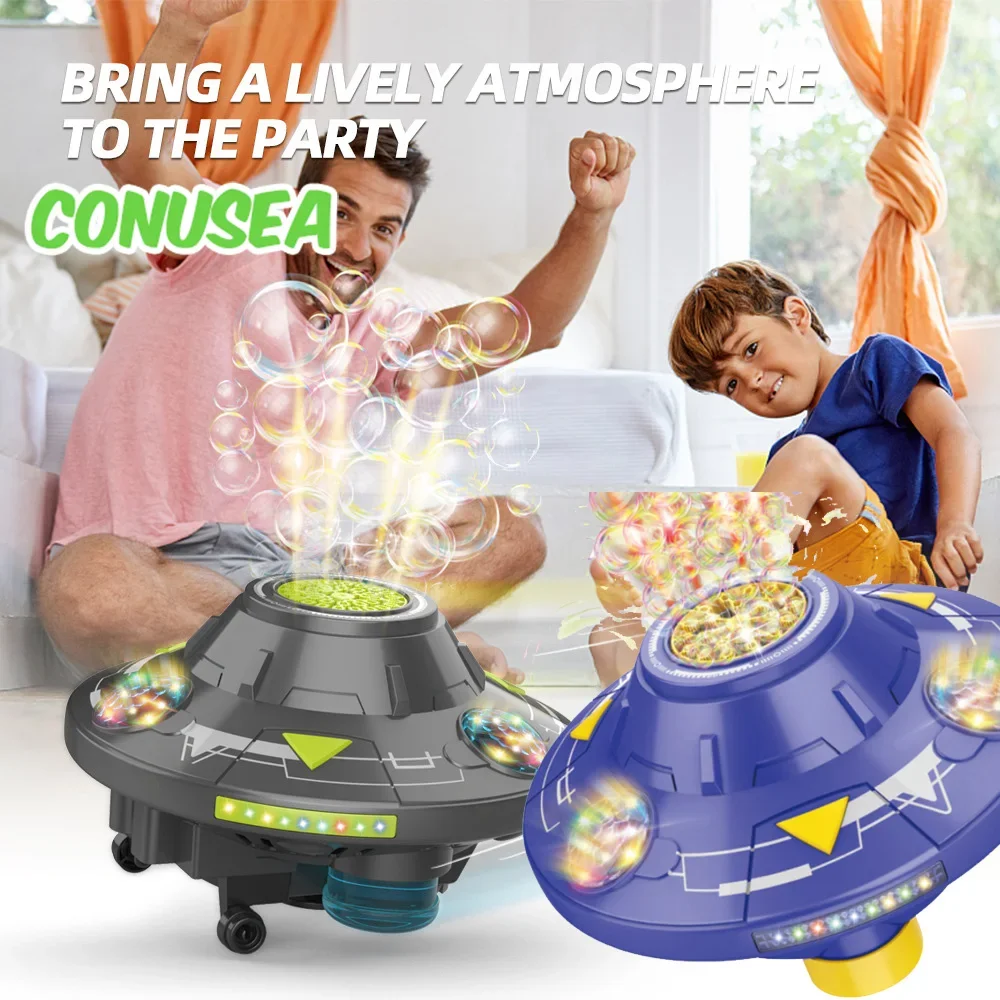 2025 Automatische Seifenblasenmaschine UFO 32-Loch Elektrische Seifenblasen Spielzeug Intelligente rotierende Hindernisvermeidung Seifenblasenmaschine Kinder