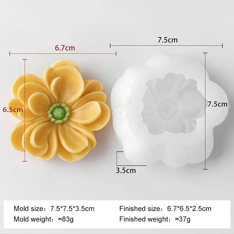 Moule DIY pour fleurs en chocolat fait maison, série de moules floraux pour bougies parfumées, plâtr