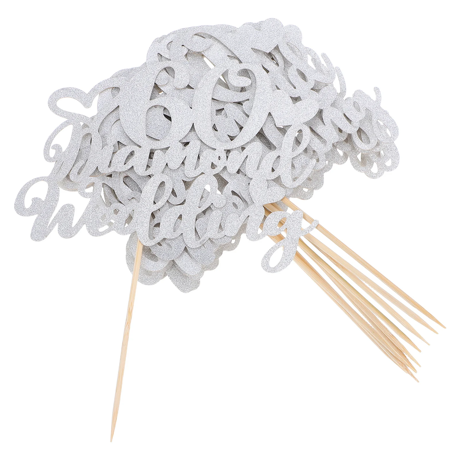 

10Pcs Anniversary Cake Decorations Silver 60Th Wedding Party Cake Topper Happy Anniversary Party Supplies Wedding Decorations