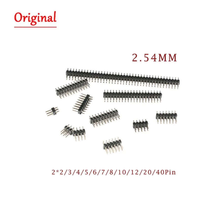 10pcs 2.54mm Double Row Male PCB Board Pin Header Connector Strip Pin header 2 * 2/3/4/6/8/10/12/15/20/40P For Arduino