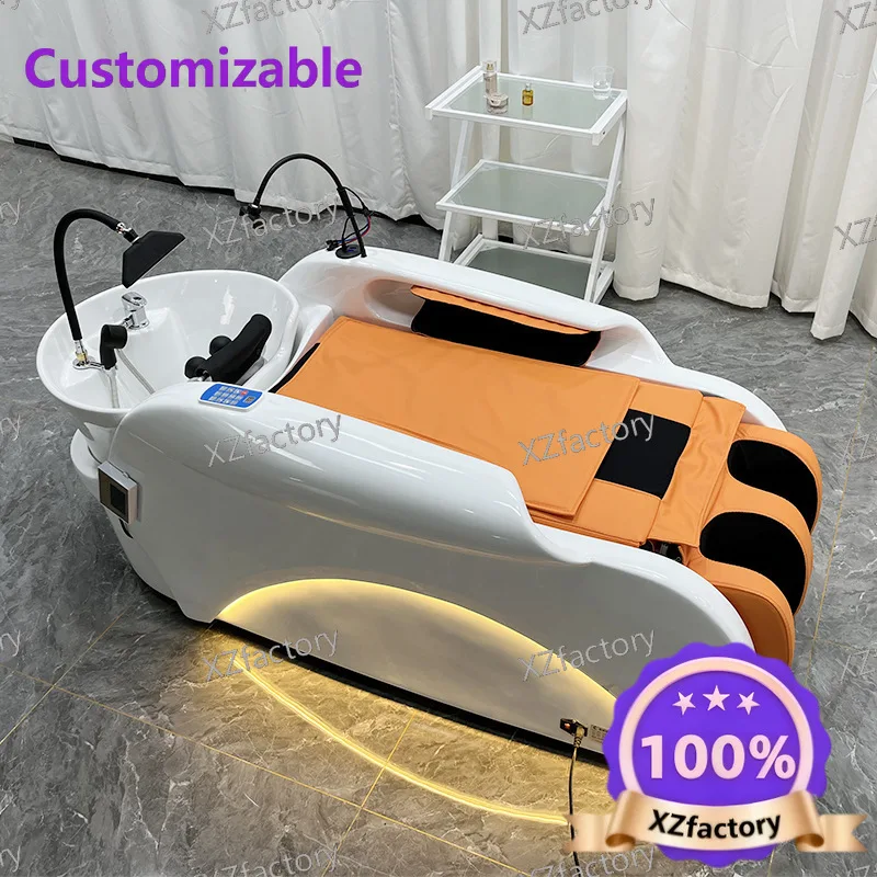 

Electric Massage Shampoo Bed, Barber Shop Flushing Bed, Fully Automatic Head Therapy Water Circulation Fumigation Shampoo Bed