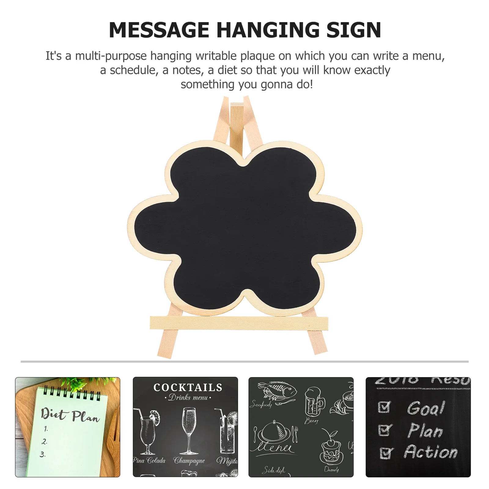 Mini Chalkboard Sign Vertical Wood Tabletop Base Stand Decor Home Gift Photo Prop Writing Notice Display