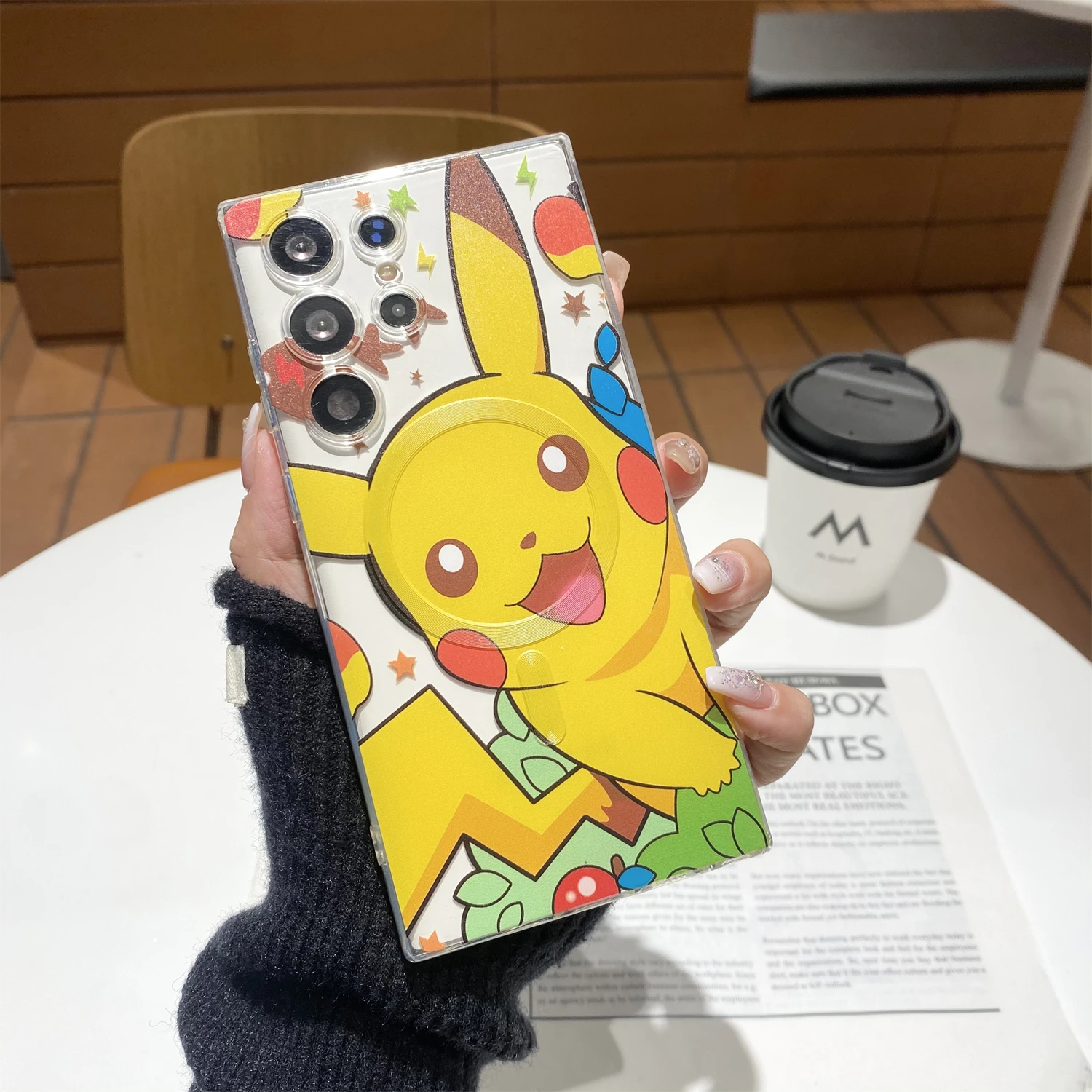 Funda magnética con dibujos animados de Pokémon Pikachu para Samsung Galaxy S25 edge S24 Ultra S23 S22 Plus A35 A36 A55 A56