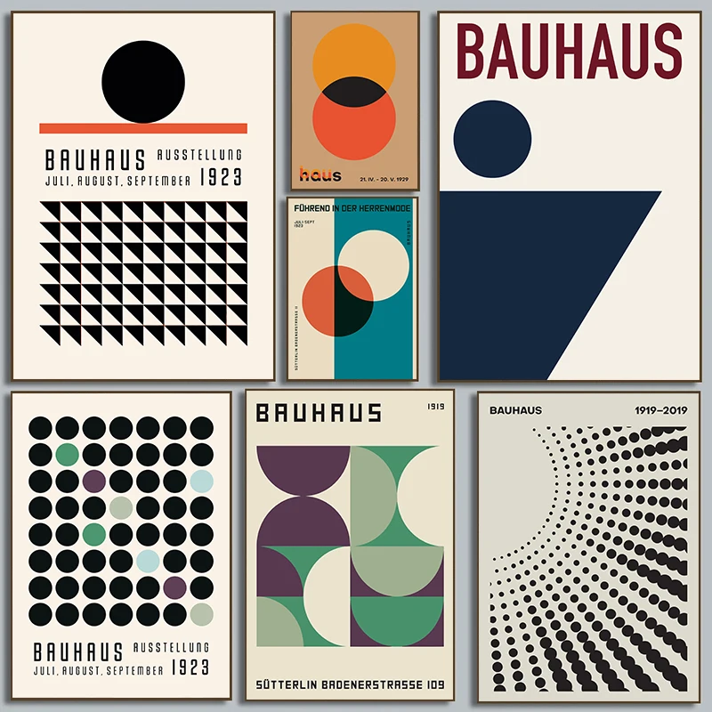 1pc frameless Canvas Painting Medieval Modern Bauhaus Geometric Art illustration Abstract Poster Print Canvas Painting Wall Art