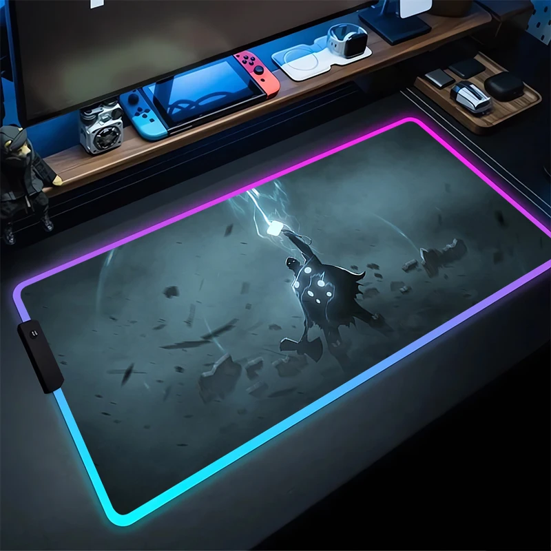 RGB Mouse Pad T-Thors Non-Slip Rubber Edge locking mousepads Game play mats notebook computer With Backlit Home Decor M-Marvels