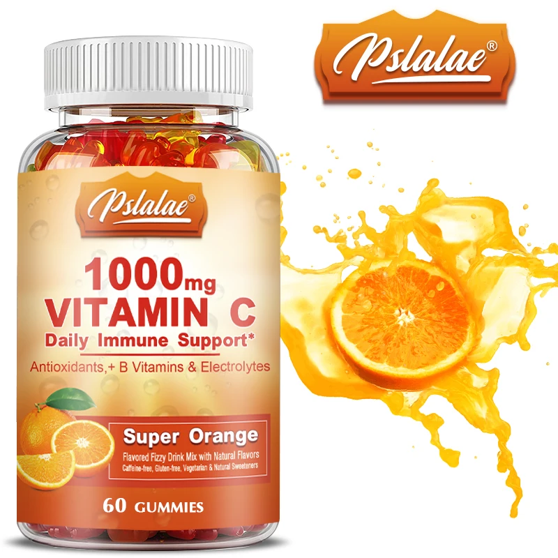 

Organic Vitamin C 1000 Mg Gummies - Multivitamin with Electrolytes for Immune Support for Skin Orange Flavor - Non-GMO