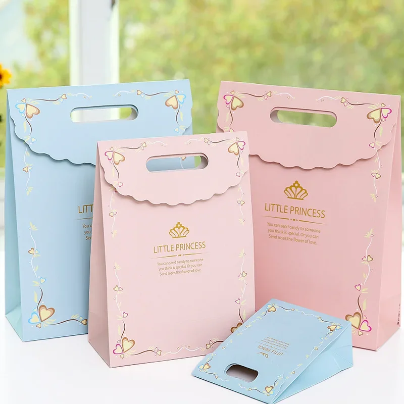 

12/5/4Pcs High-quality Blue Pink Gift Packaging Paper Bags DIY Wedding Birthday Party Candy Box Jewelry Storage Bags Wholesale