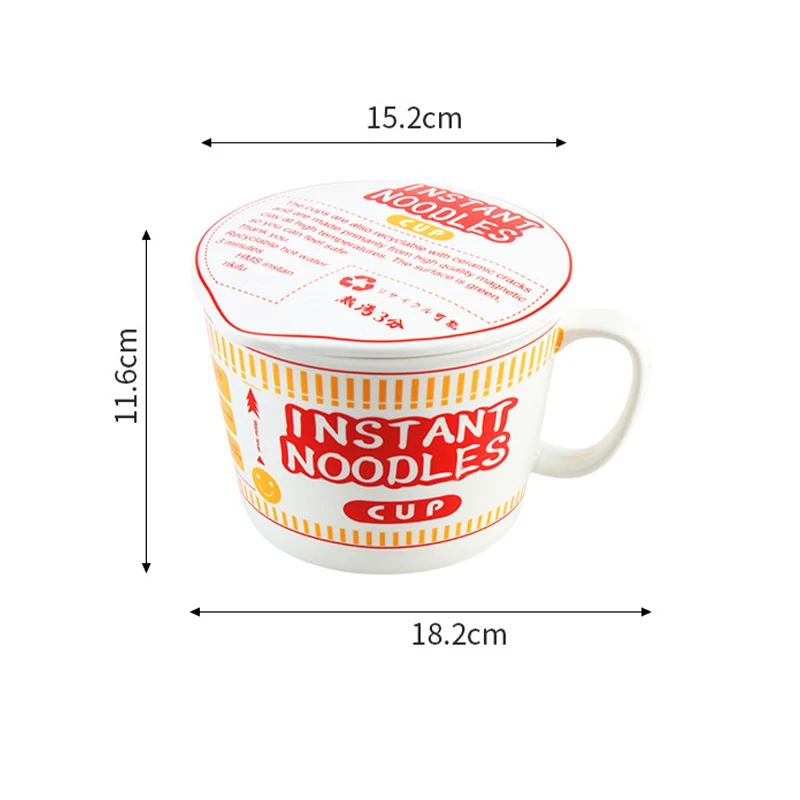 Ceramic Bowl Instant Noodles Utensils for Kitchen Kimchi Ramen Korean Tableware Food Storage Container Cute Japanese Noodle Lid