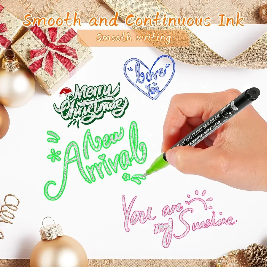 كاليارت 24 لون مخطط لامع علامات بريق معدني أقلام خطاط (ماركر) للمشروعات الفنية الإبداعية مثالية تخزين المواد ل