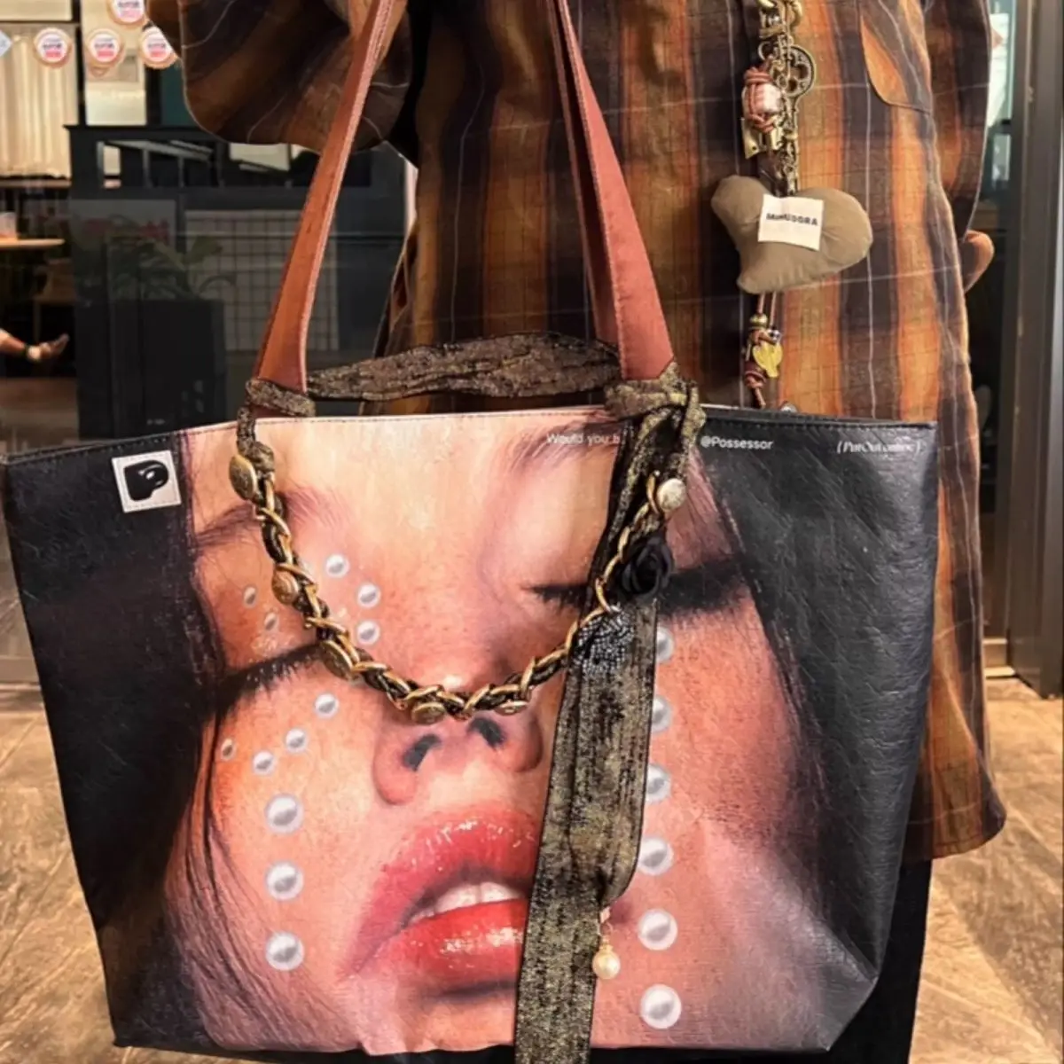 

High-Capacity Tote Bag Women New Y2k Kraft Paper Fashion Shoulder Bag Handbag Street Style