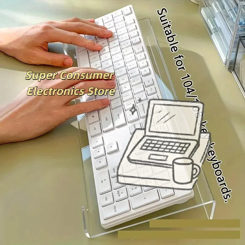 Clear Acrylic Keyboard Stand Ergonomic Tilted Height Adjustable Tray for Home Office Desktop Typing Use