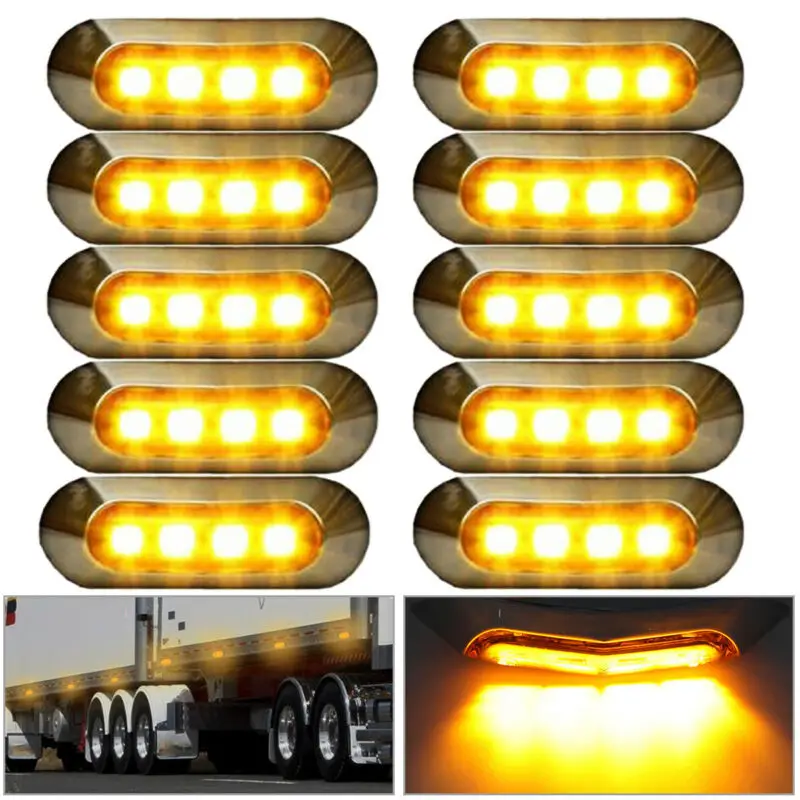 Trailer Indicator Amber LED For Trailer Installation Sealed Lens Mounting Bracket Included ABS Material 70000 Hours Lifespan