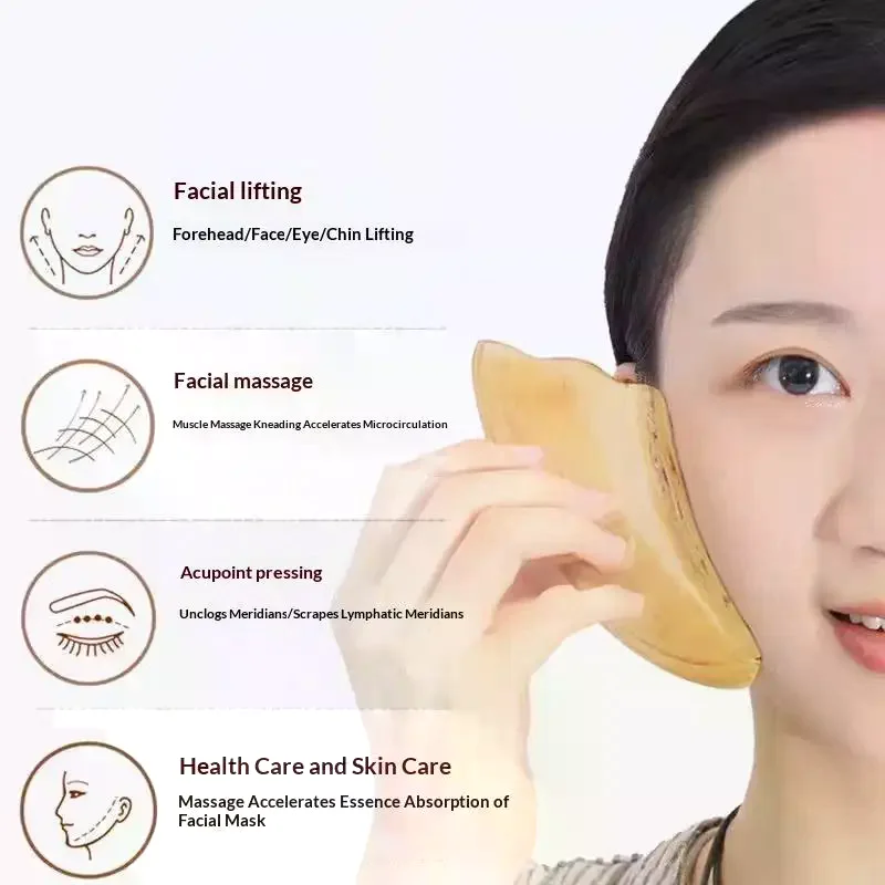 1Pcs Universal Body Massage Board Natural Ox Horn Gua Sha Board For Unblocking Meridians And Beauty