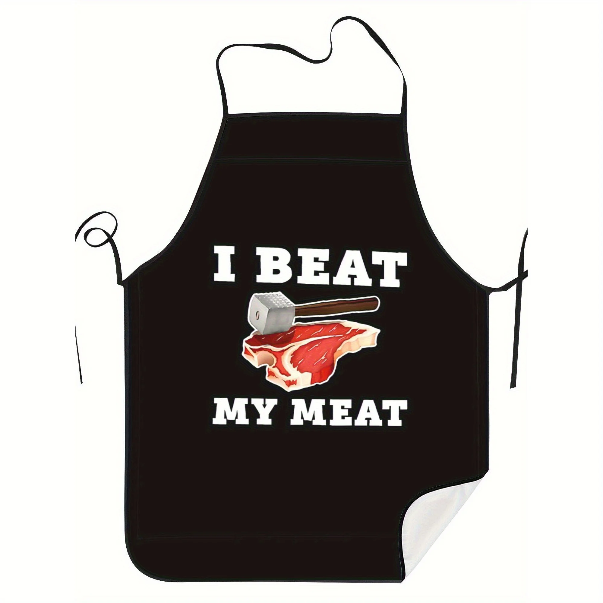 Delantal de Cocina Unisex de Alta Calidad 100% Poliéster con Diseño Divertido de Martillo para Carne - Ideal para Cocinar, Hornear, Asar a la Parrilla - Suave