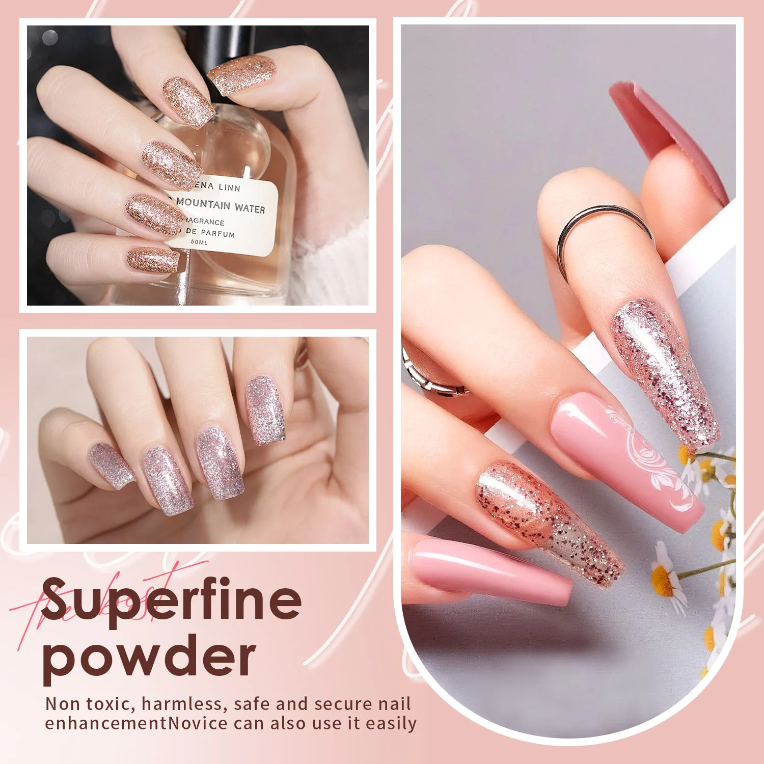 Nail Art 6 couleurs bricolage Sculpture poudre couleur cristal Nail Art poudre 6 couleurs ensemble Sculpture poudre 10g bouteille