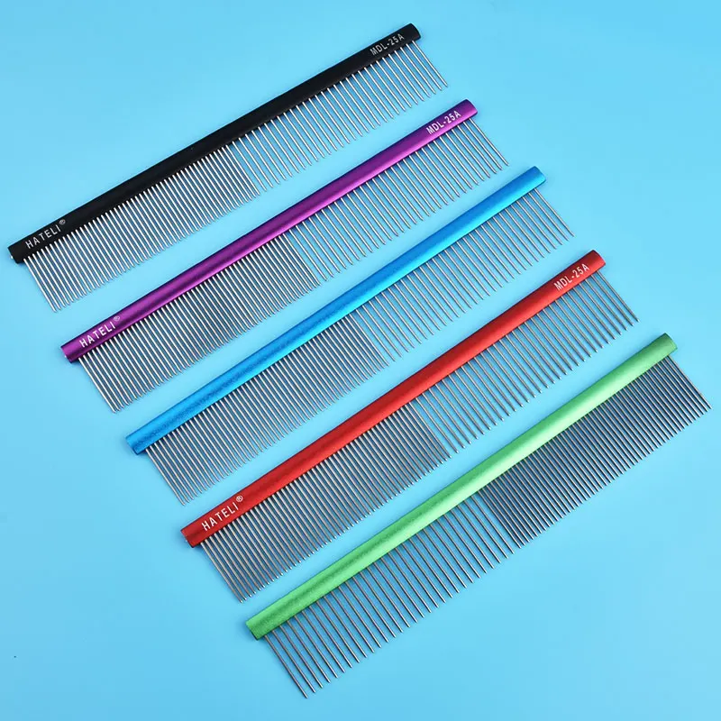 20-25cm Professional Color Pet Cats Comb Stainless Steel Comb Frosted Dual Purpose Comb Modeling Open The Knot Pet Dogs Comb