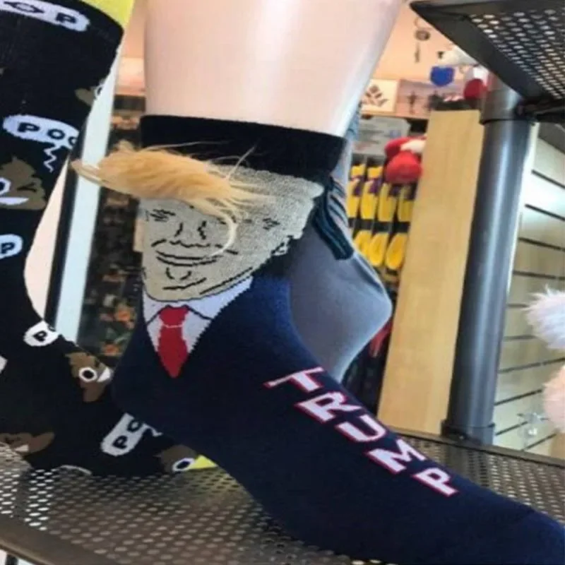 New 2024 Trump Face Hair Pattern Funny Socks 3D Fake Hair Personality Mens Suit Compression Socks Hip Hop Harajuku Streetwear