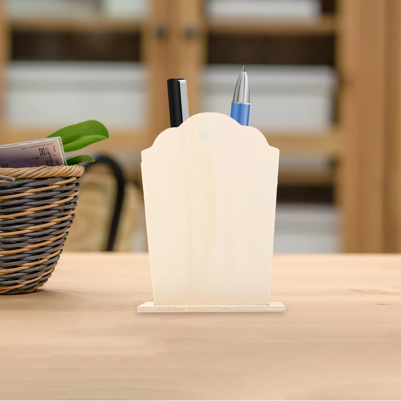 

4Pcs Wooden Pen Holder Unfinished DIY Blank Wood Tabletop Desk Organizer for Kids Home Office School Supplies Storage Cup