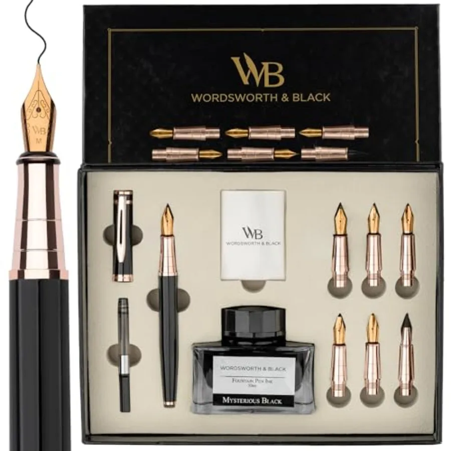 

Calligraphy Pen Gift Set Includes Ink Bottle 6 Ink Cartridges A Refill Converter 6 Replacement Nibs Journaling Smooth Writing P