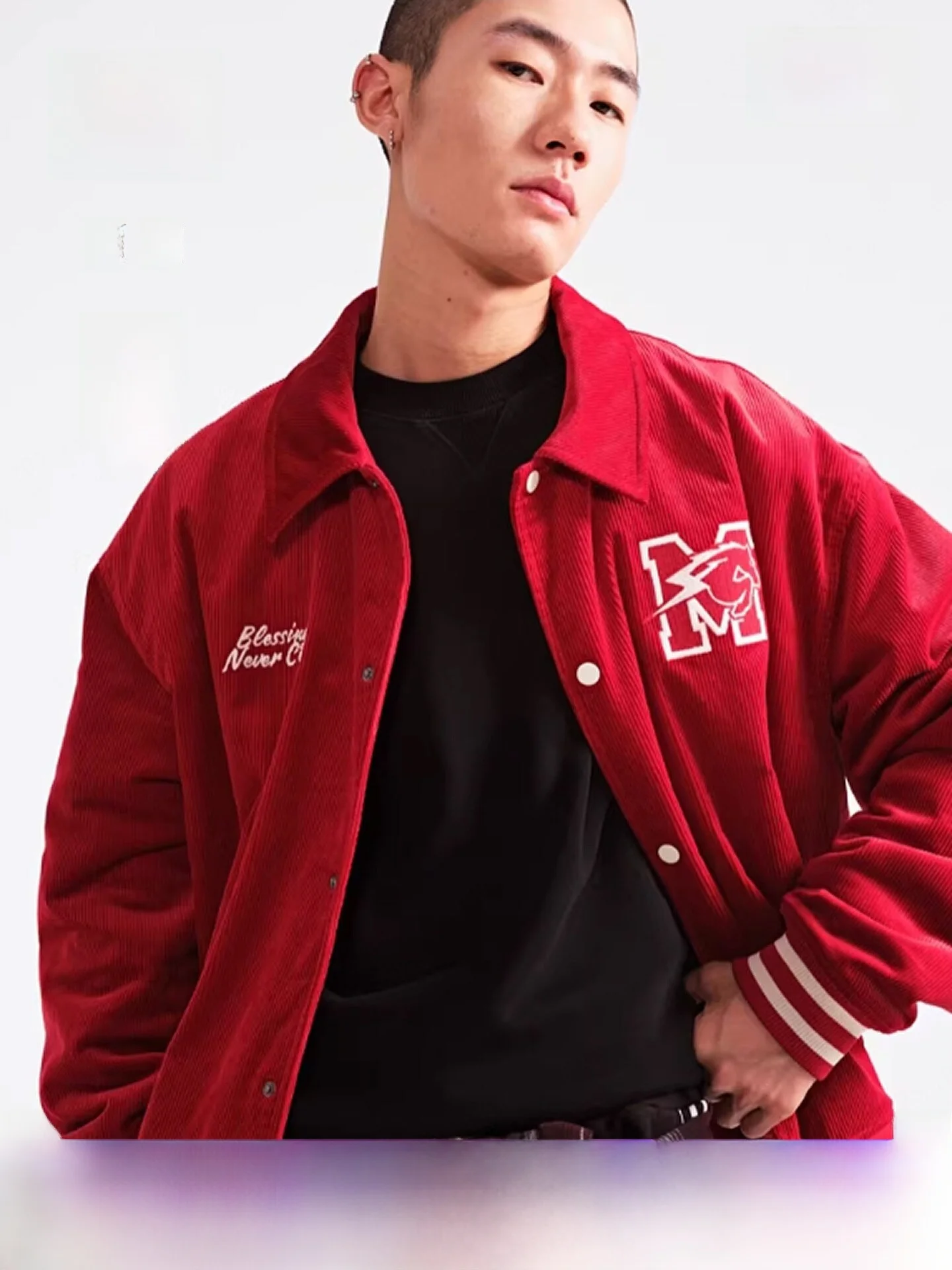 

Men's Cotton Jaet Outdoor Travel Baseball Warmth H&M Spring 2026 Loose Fit Regular Length Daily Use 77% Cotton 23% Lyocell