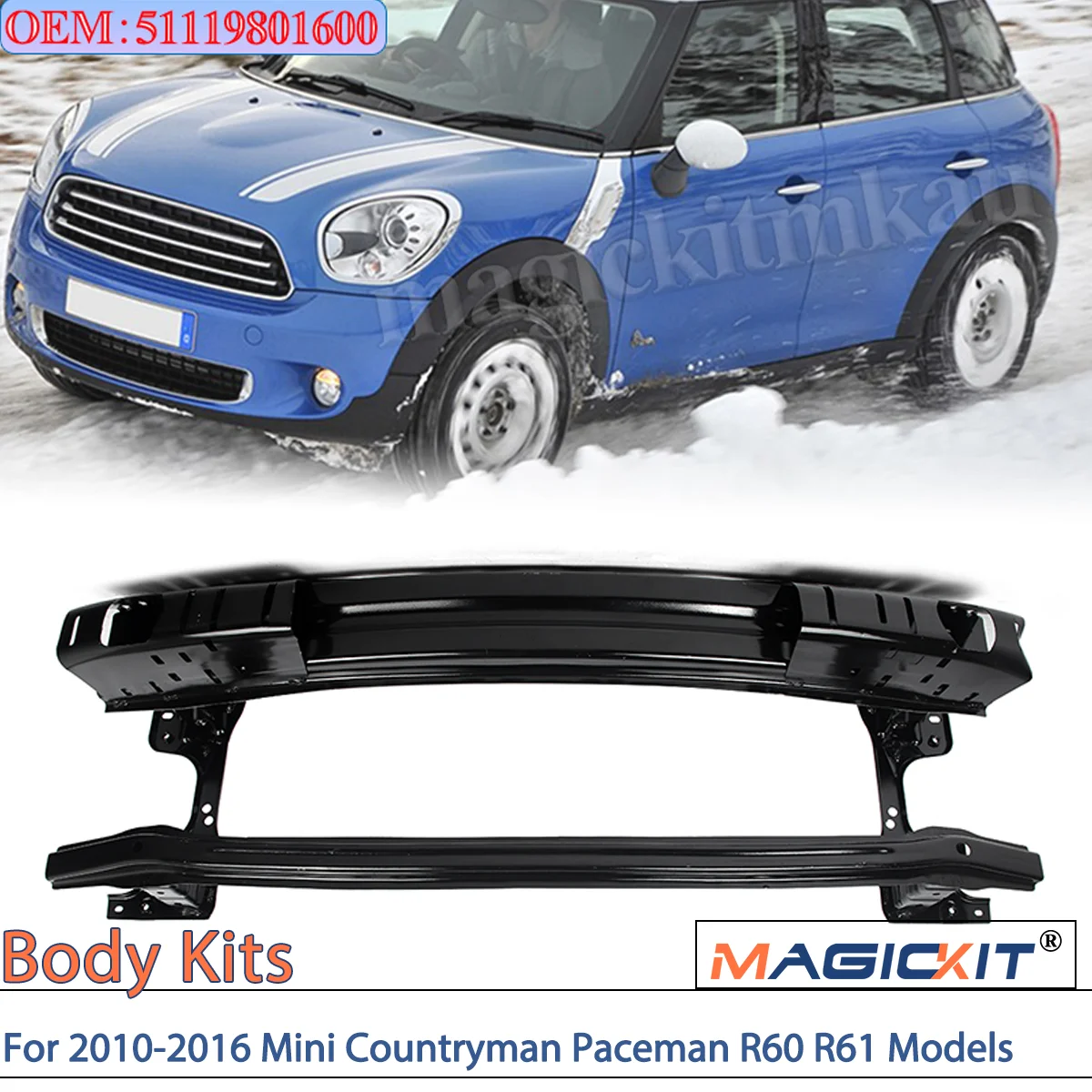 Front Bumper Reinforcement For 2010-2016 Mini Countryman Paceman R60 R61 Models MINI Front Bumper Reinforcement Crash Bar