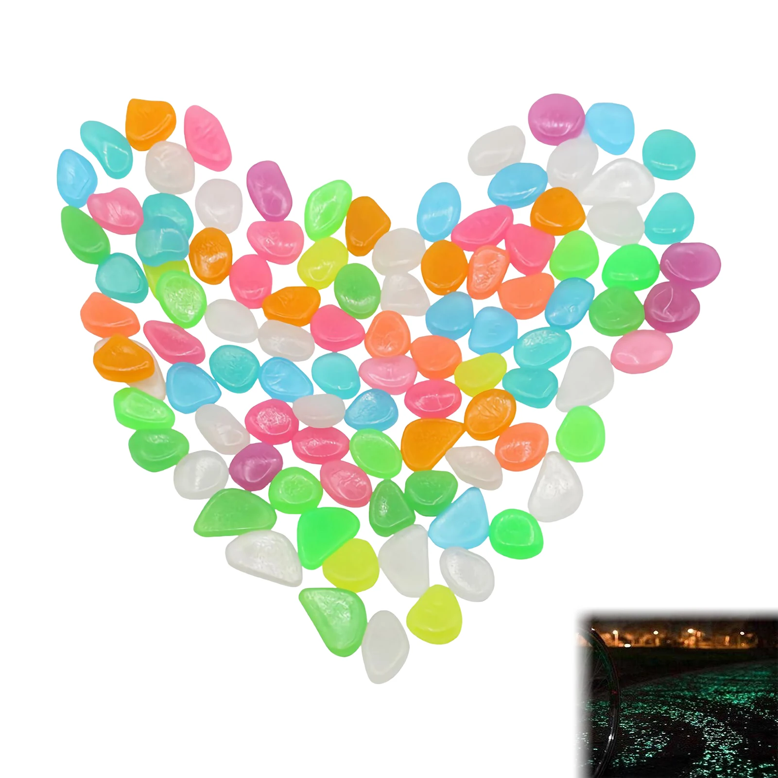 1PC Decorative Resin Stone Glowing Crystal Landscaping for Home Decor LED Light Pebble Ambient Night Lamp Ornament Durable