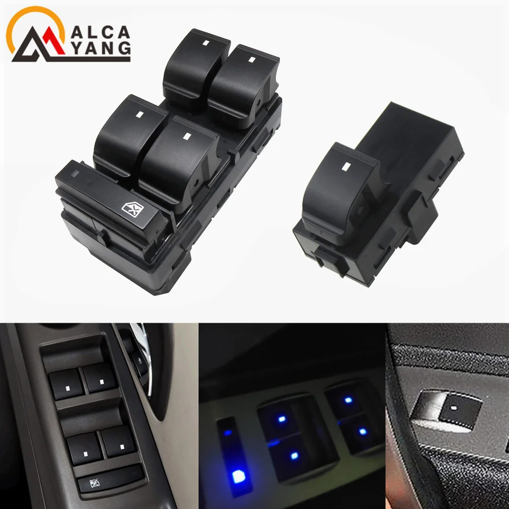 Blue light Front Rear L R Car Window Electric Power Switch for GMC Yukon Sierra /Buick Lucerne/Chevrolet Silverado Tahoe