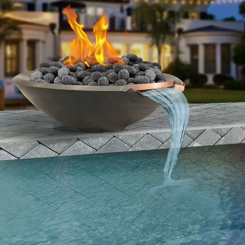 Steel Swimming Pool Fire Bowl Fire Pit with Water Feature for Outdoor Home Garden Decoration and Warming