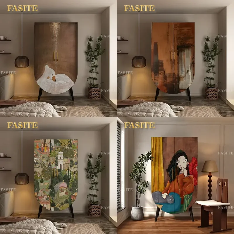 For Solid Wood Wardrobe French Retro Painted Bedroom Wall Storage Cabinet Decorative Home Furniture