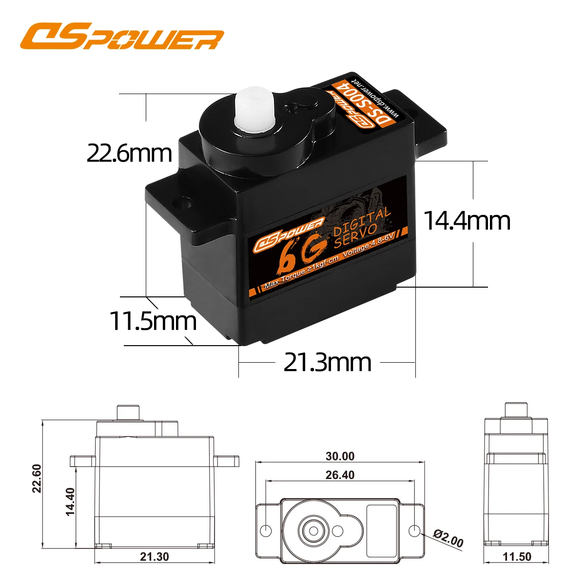 DSpower 6g Micro Digital Servo Motore Coreless con ingranaggi in plastica 4.8 ~ 6.0V DC per RC Auto Aereo Barca Aliante ad ala fissa Robot WLToys