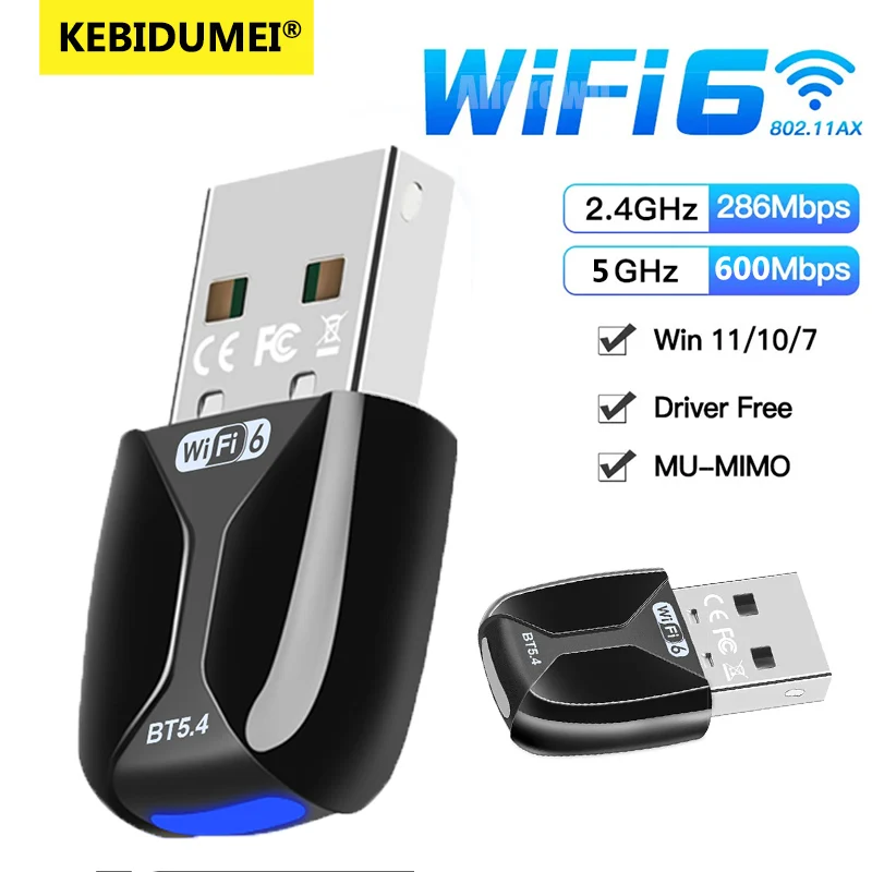 

AX900 USB WiFi 6 Bluetooth 5.4 Adapter 2in1 Dongle Dual Band 2.4G&5GHz Network Wireless Receiver DRIVER FREE For Windows 10/11