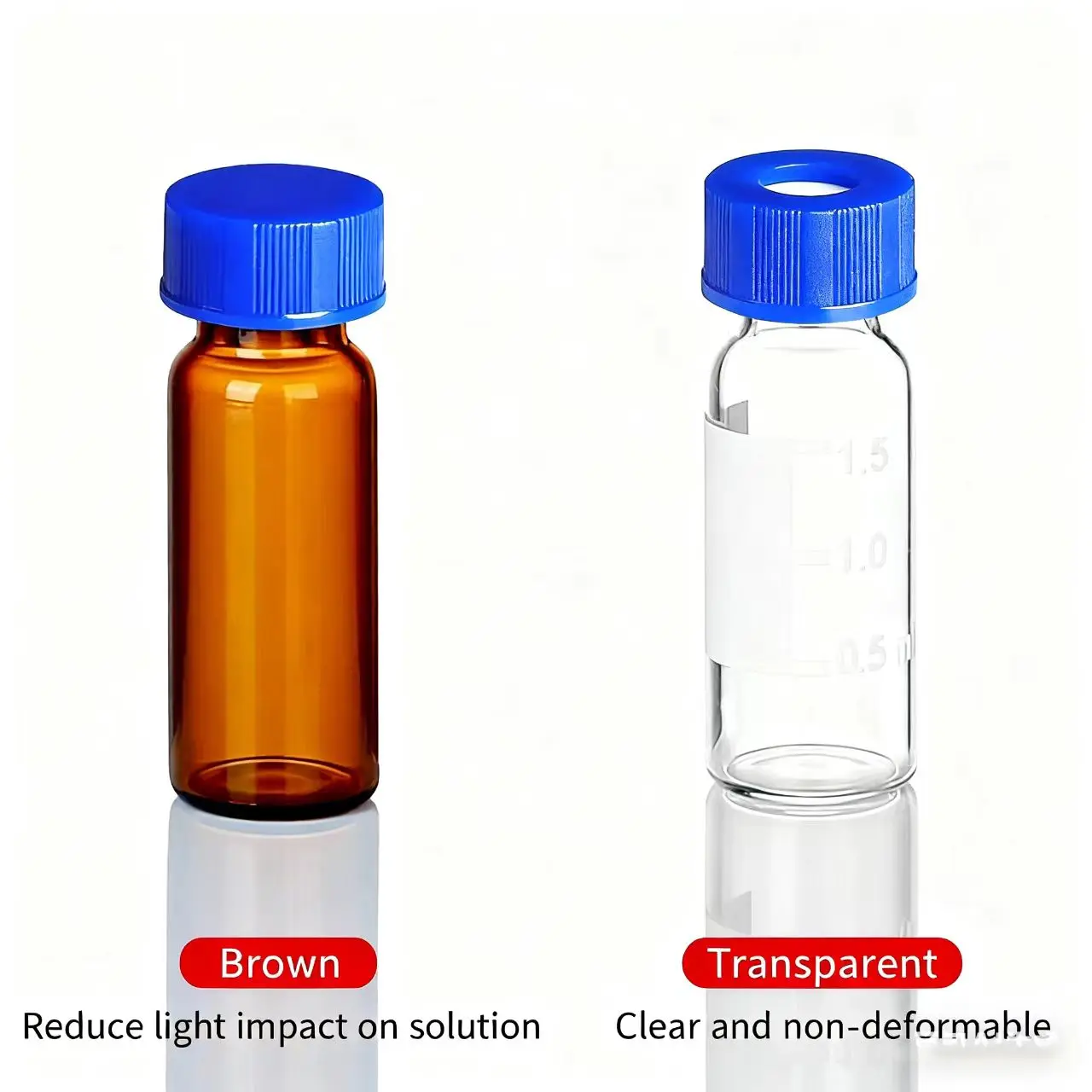 مجموعة قارورة INTLLAB 2 مل - قوارير متوافقة مع HPLC مع غطاء لولبي أزرق (تصميم الفتحة) 100 قطعة/الحزمة لتحليل المختبر
