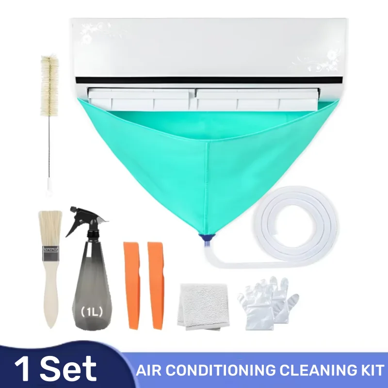 

Thickened Hanging Air Conditioning Cleaning Cover Kit with Drainage Pipe Spray Brush Summer Set