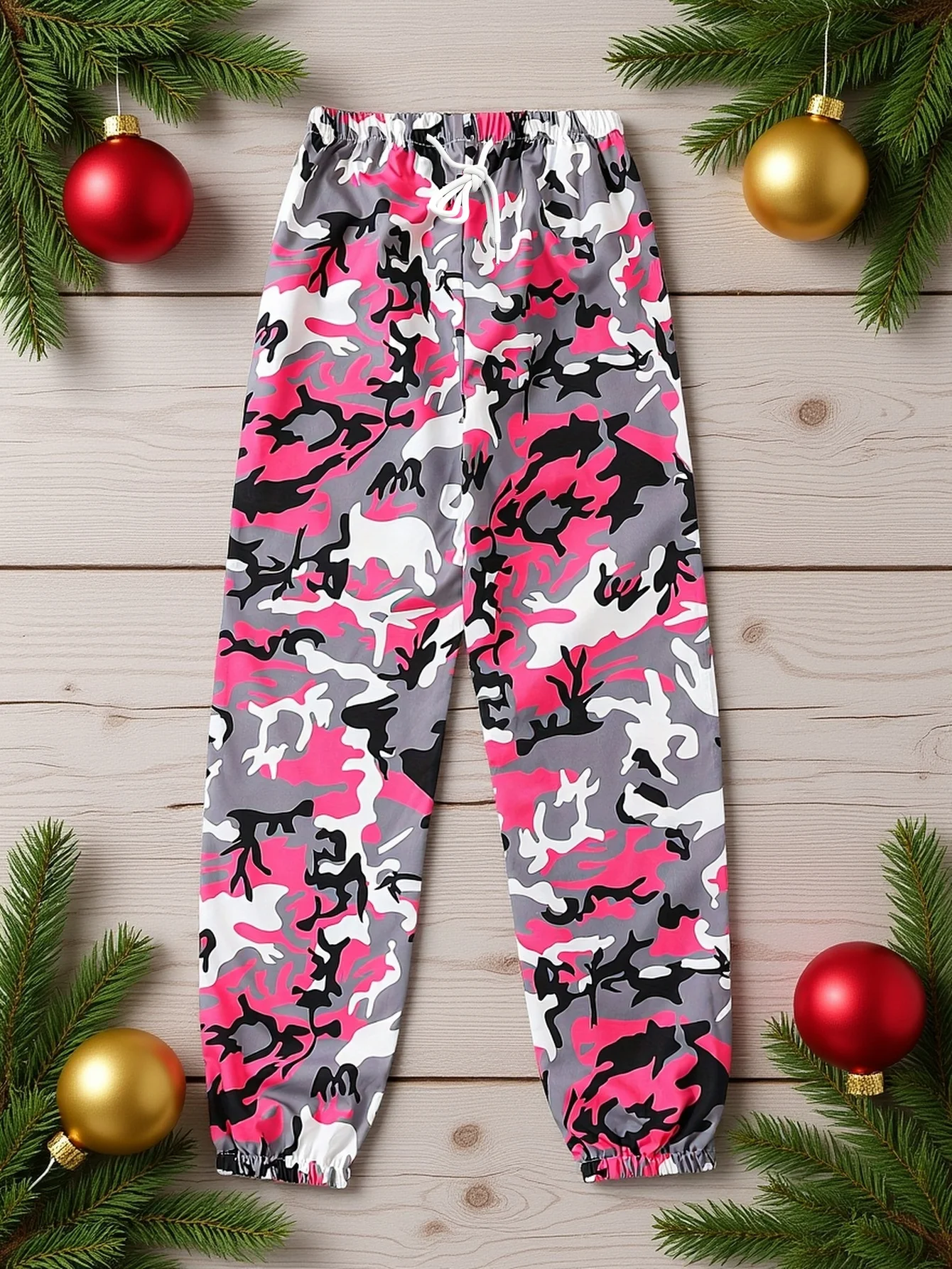 

Новые розовые камуфляжные спортивные брюки с эластичным поясом на шнурке и 3D-принтом, быстросохнущие, для мужчин и женщин