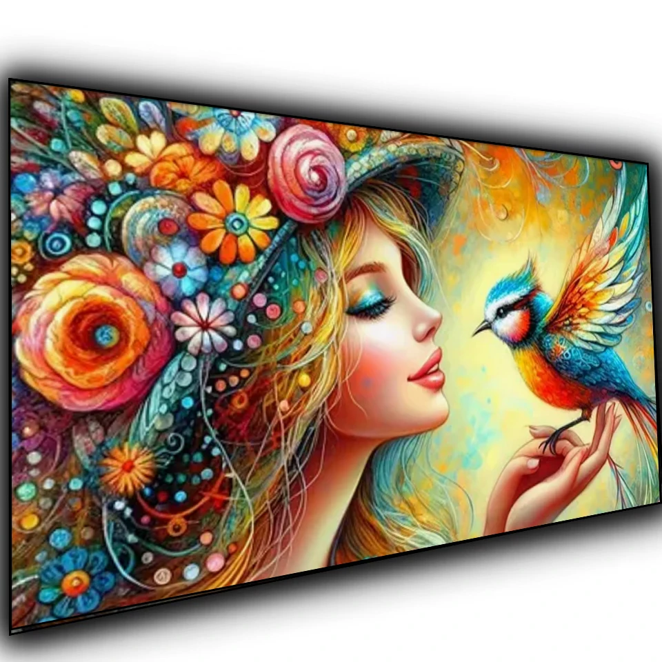 

Beautiful women and birds Diy Diamond Painting Kits Diamond Mosaic Full Cross Stitch Kits fantasy Lady Large Art Home Decor Gift