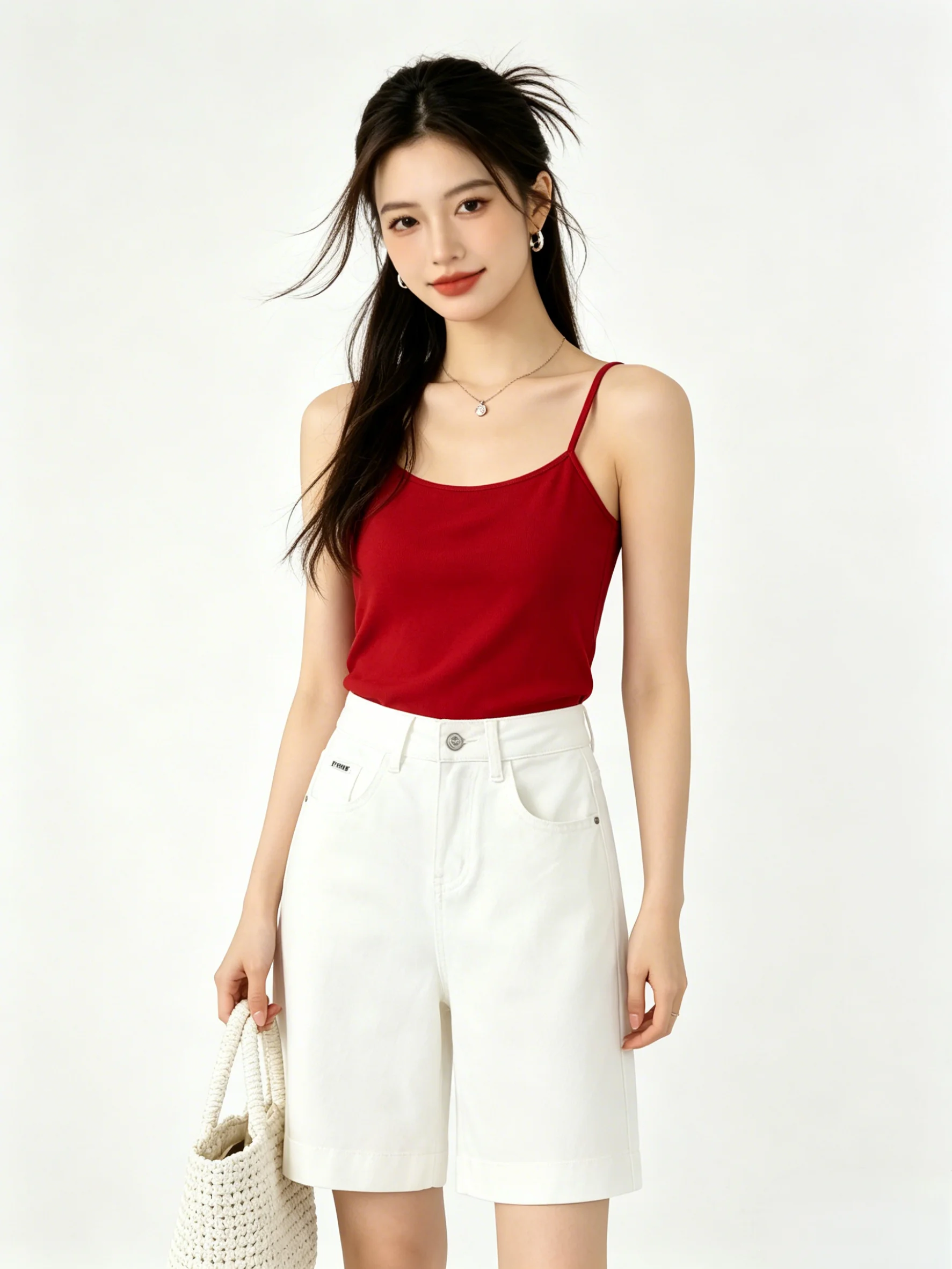 Skin-Friendly Pure Color Korean Style Wide Leg Jeans Casual Loose Slimming Five-Quarter Pants Summer Fashion Anti-Aging