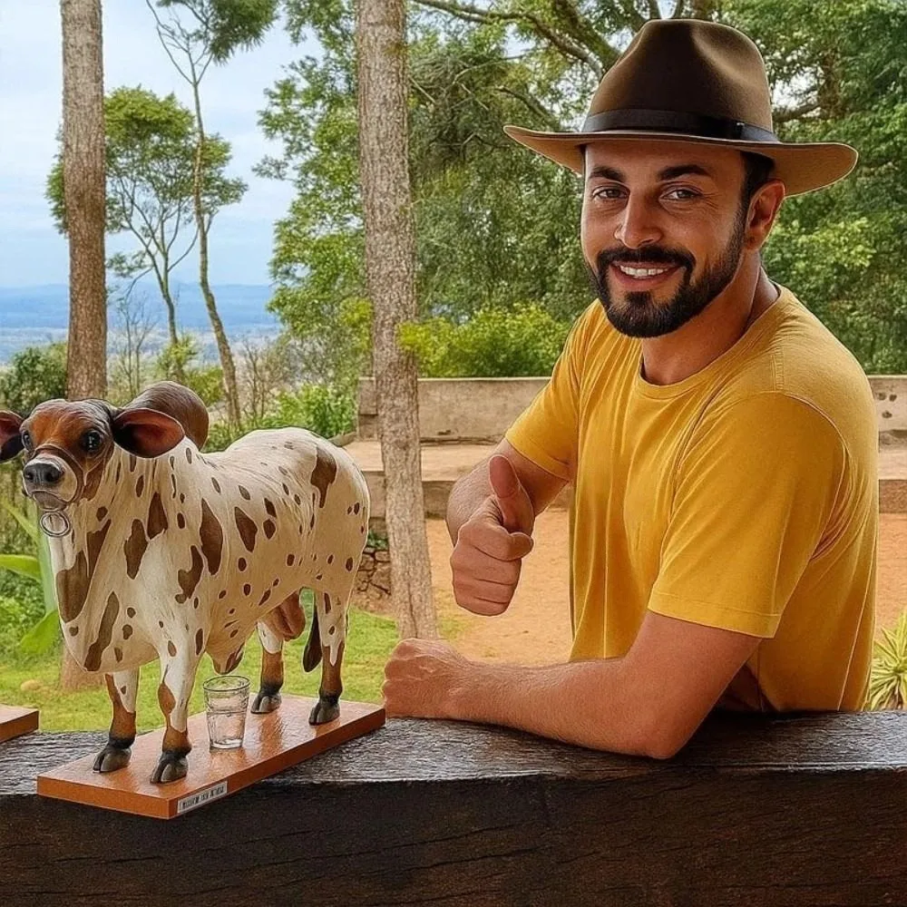 

300ML Capacity Nelore Bull Liquor Dispensers With Stable Base Animal-Shaped Beverage Container Handcrafted Multi-purpose