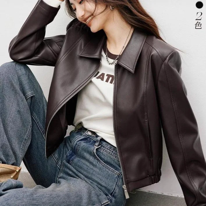 

Куртка из искусственной кожи, модная верхняя одежда, утепленные пальто из искусственной кожи с лацканами на молнии, осенне-зимняя уличная одежда, женские топы, женские куртки