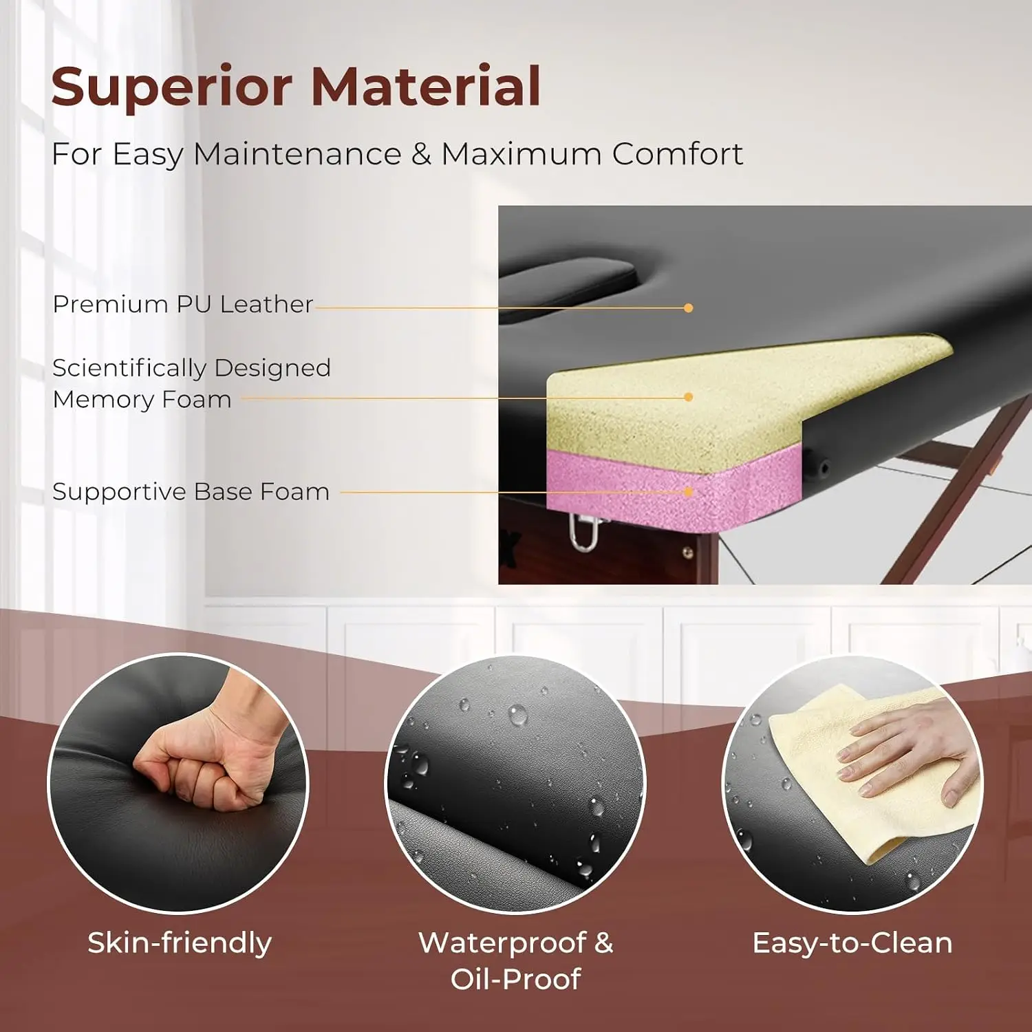 Portable Massage Table 84 Inch Folding Bed Premium Foam Beech Legs Spa Bed Face Cradle Case Beauty Tattoo  Customized
