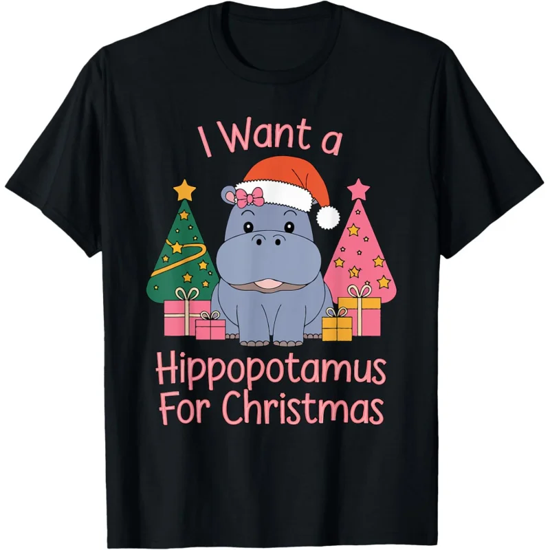 I Want A Hippopotamus For Christmas Xmas Hippo for Kid Women T-Shirt