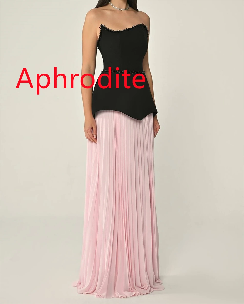 Customized Temperament Black Jersey Evening Dress Exquisite Strapless Sleeveless Zipper Back Sweep Train Special Occasion Gowns