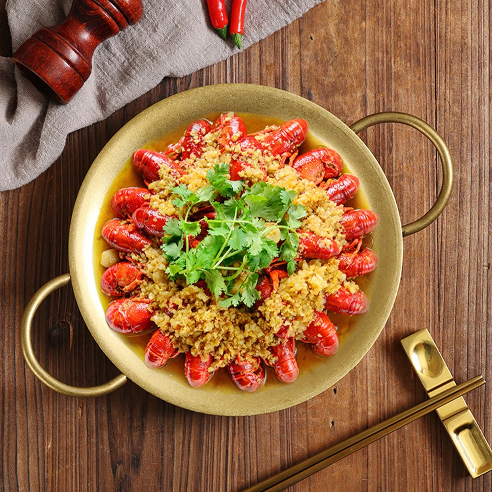 

Dual Handle Stainless Steel Spanish Paella Pan Even Heat Distribution Serving Tray For Baking Stewing Desserts Rice