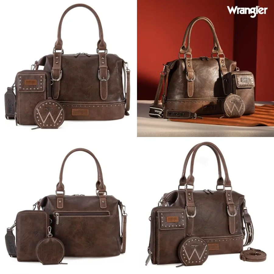 

Wrangler 3Pcs Doctor Bag Sets for Women Top-handle Satchel Bag with Cell Phone Handbag and Coin Purse