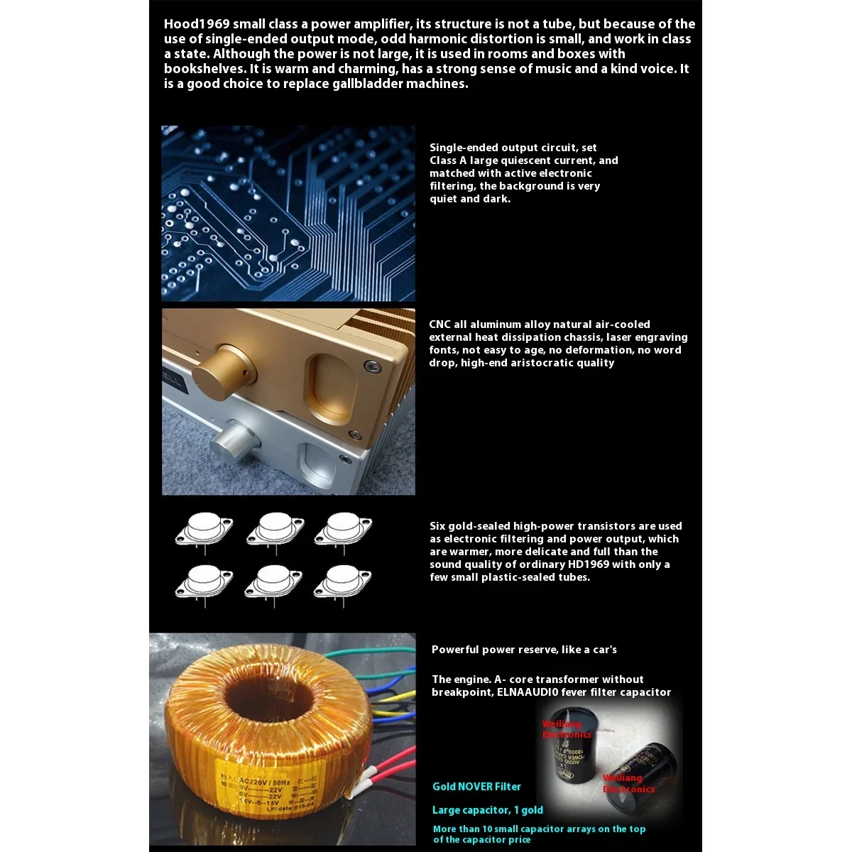 SUQIYA Hood 1969 10W*2 Gold Seal Small Class A HIFI Power Amplifier Complete Machine Pure Class A Fever Grade