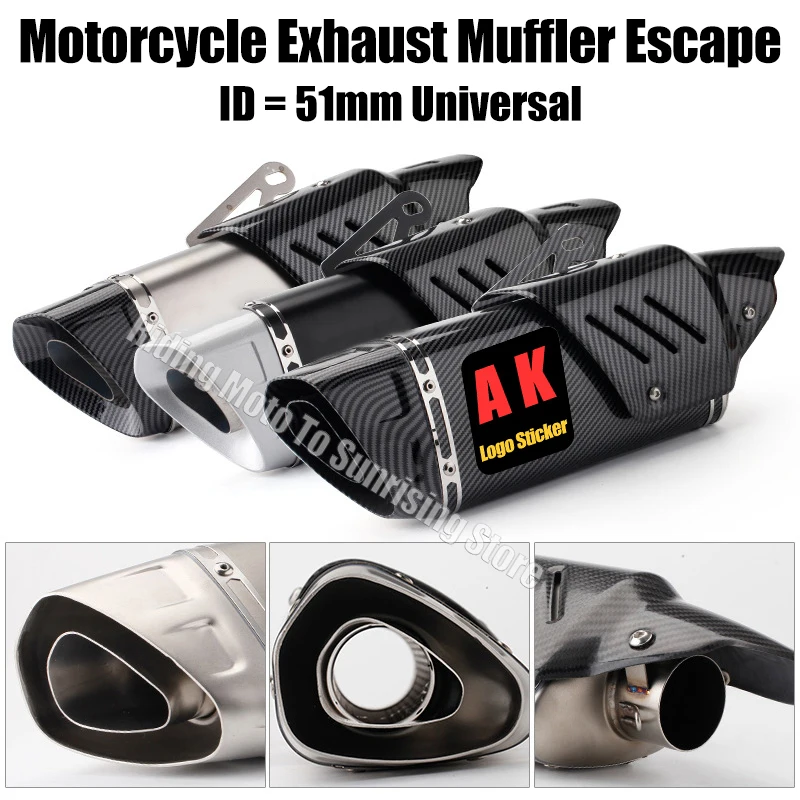 

51MM Universal R1 AK Motorcycle Exhaust Muffler Escape for Kawasaki Yamaha Honda Suzuki ETC Motorcycle Exhaust Modify Accessorie